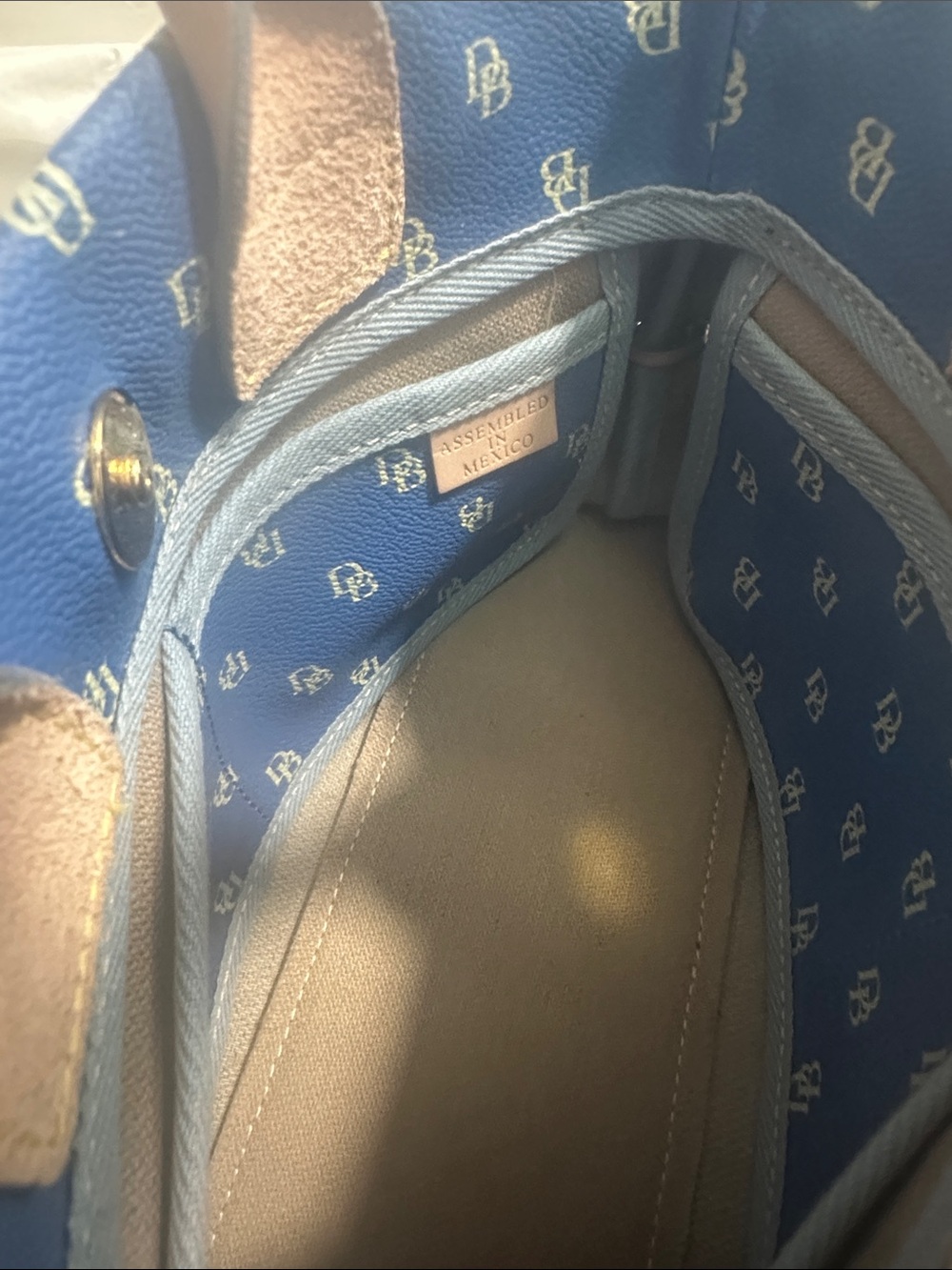 Dooney & Bourke Mini Blue and Tan Logo Satchel - Picture 9 of 10